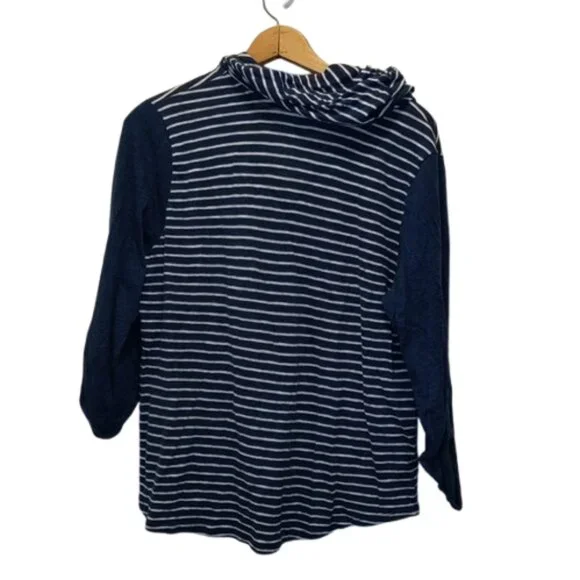 JJill Women's Size L Petite Linen Cotton Blend Nautical Theme Popover Top - Picture 7 of 13